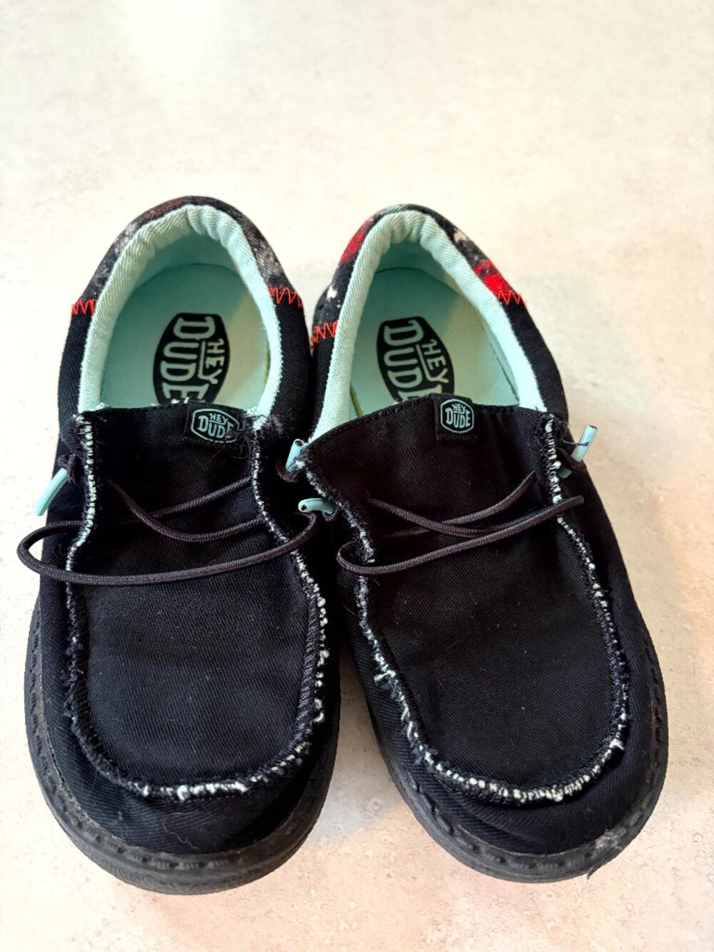 Hey Dude Size Youth Stretch TD 12 Black Slip-On Casual Lightweight Shoes